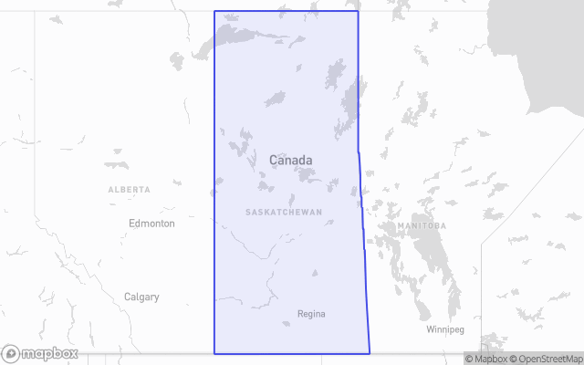 Map of Saskatchewan showing the province boundary